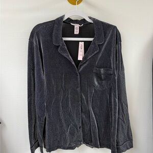 Victoria's Secret Black Sheer Button Down Shirt and Pants